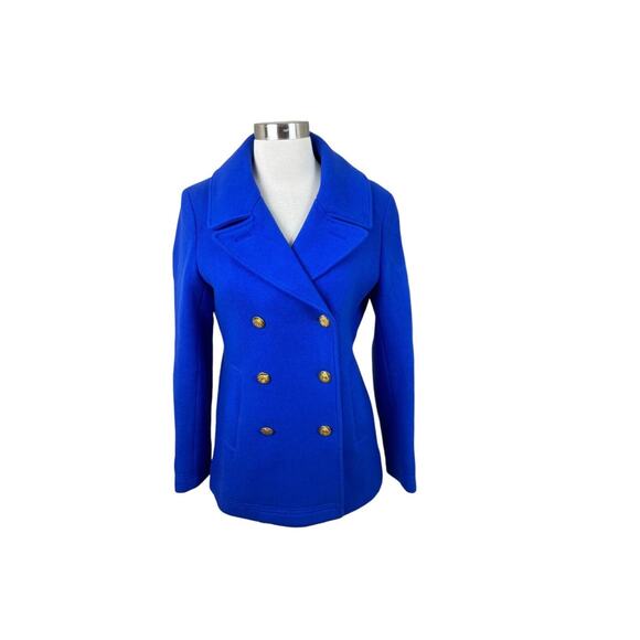 J. Crew Majesty Stadium Cloth Nello Gori Blue Wool Jacket Coat Sz 4